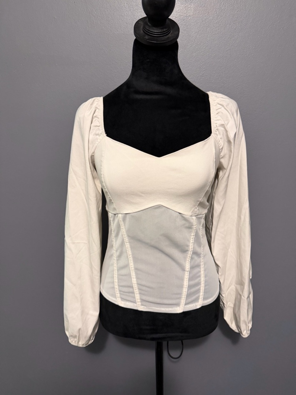 Willow Ivory Corset Top with Puff Sleeves